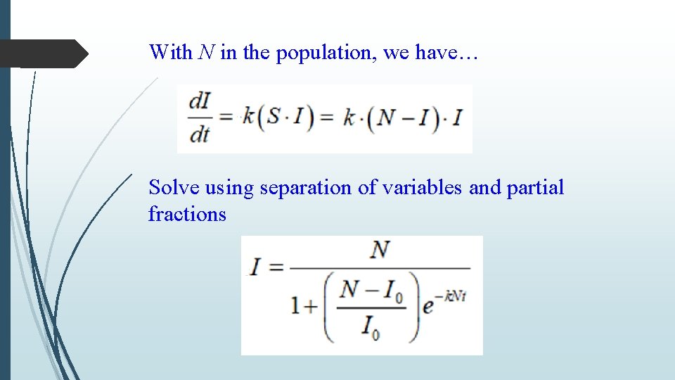 With N in the population, we have… Solve using separation of variables and partial