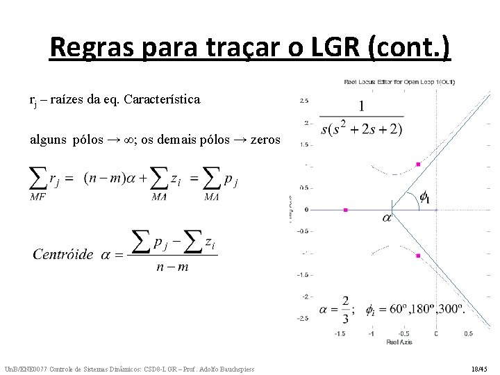 Regras para traçar o LGR (cont. ) rj – raízes da eq. Característica alguns