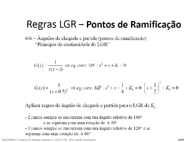 10/5/20 Un. B/ENE 0077 Controle de Sistemas Dinâmicos: CSD 8 -LGR – Prof. Adolfo