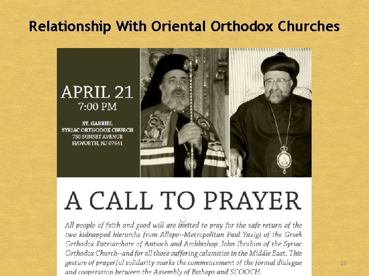 Relationship With Oriental Orthodox Churches 10 