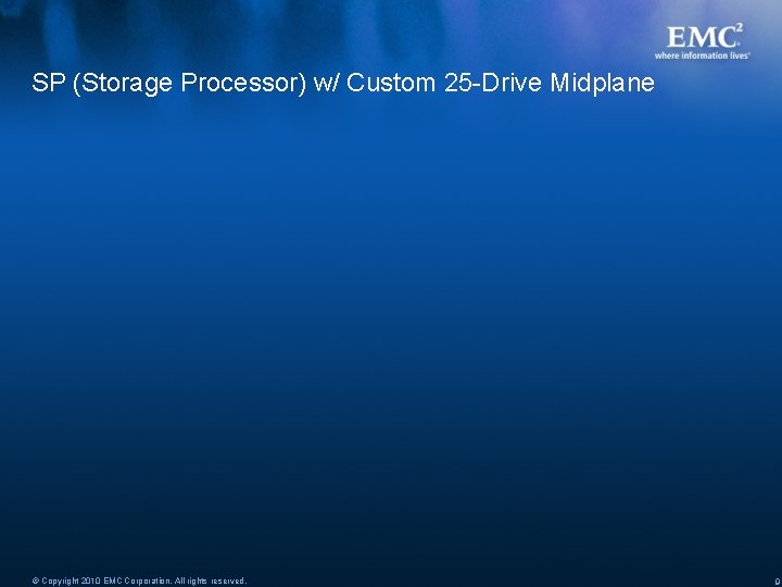 SP (Storage Processor) w/ Custom 25 -Drive Midplane © Copyright 2010 EMC Corporation. All