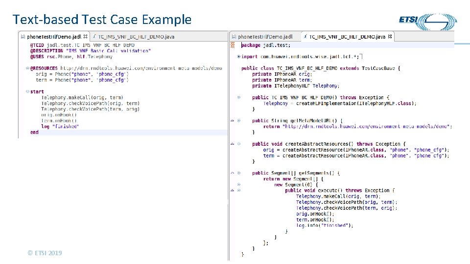 Text-based Test Case Example © ETSI 2019 15 