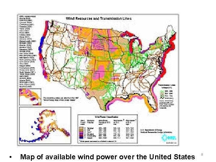  • Map of available wind power over the United States 8 