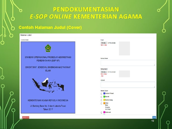 PENDOKUMENTASIAN E-SOP ONLINE KEMENTERIAN AGAMA Contoh Halaman Judul (Cover) 19 