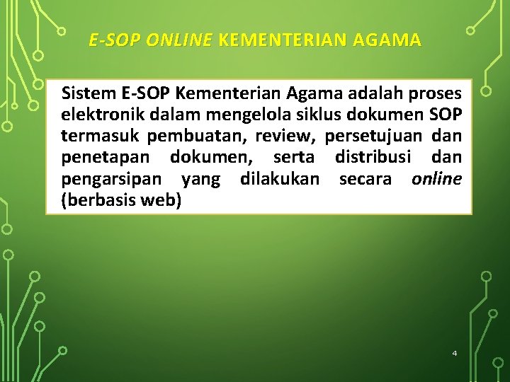 E-SOP ONLINE KEMENTERIAN AGAMA Sistem E-SOP Kementerian Agama adalah proses elektronik dalam mengelola siklus