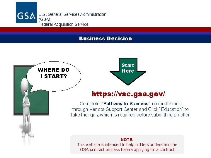 U. S. General Services Administration (GSA) Federal Acquisition Service Business Decision WHERE DO I