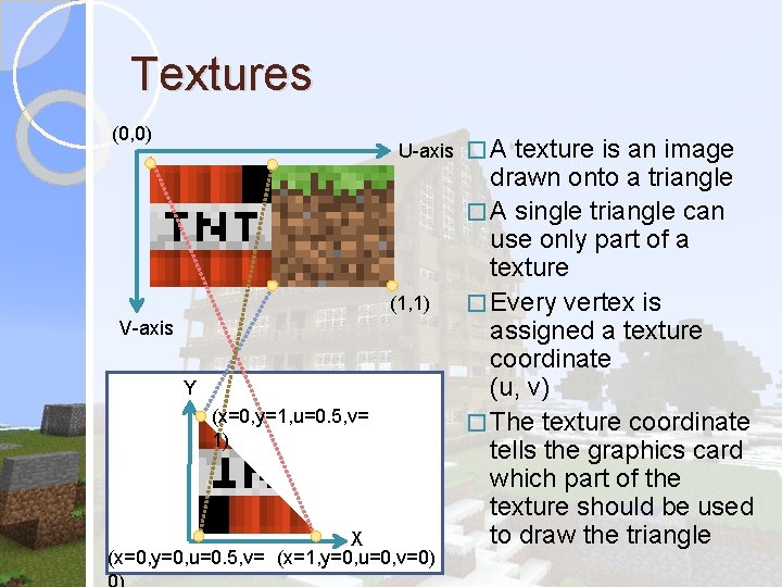 Textures (0, 0) U-axis � A (1, 1) V-axis Y (x=0, y=1, u=0. 5, Textures (0, 0) U-axis � A (1, 1) V-axis Y (x=0, y=1, u=0. 5,