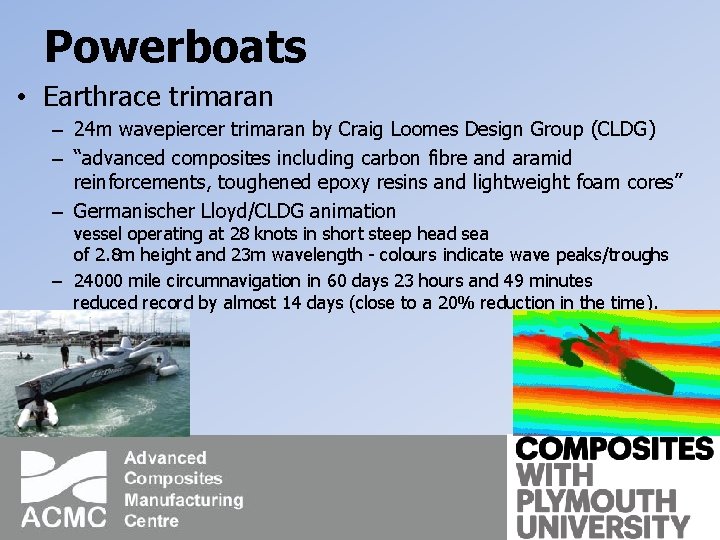 Powerboats • Earthrace trimaran – 24 m wavepiercer trimaran by Craig Loomes Design Group