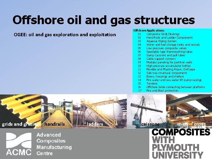 Offshore oil and gas structures OGEE: oil and gas exploration and exploitation grids and