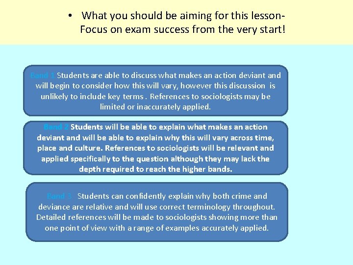  • What you should be aiming for this lesson. Focus on exam success