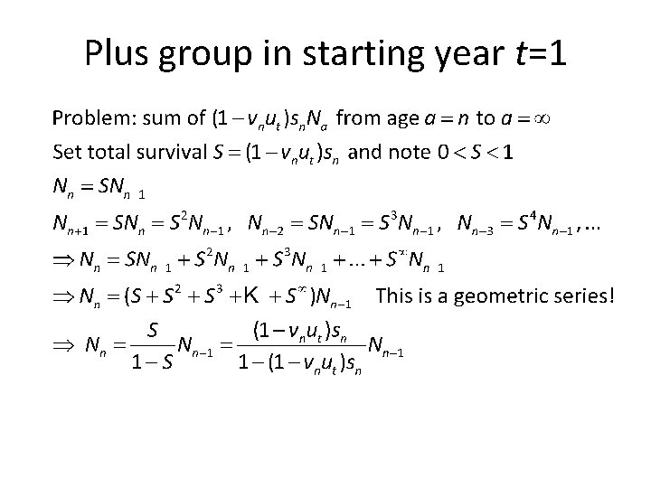 Plus group in starting year t=1 