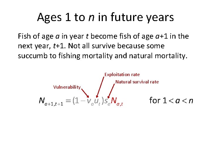 Ages 1 to n in future years Fish of age a in year t