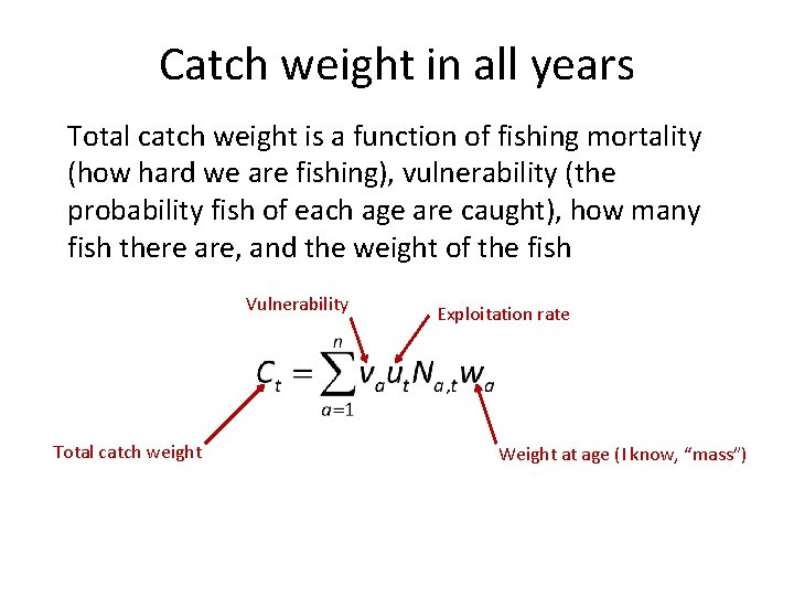 Catch weight in all years Total catch weight is a function of fishing mortality