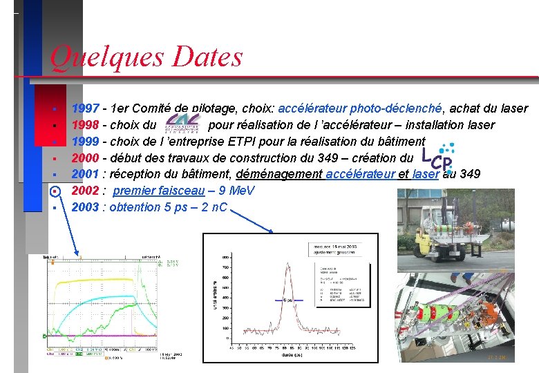 Quelques Dates § § § § 1997 - 1 er Comité de pilotage, choix: