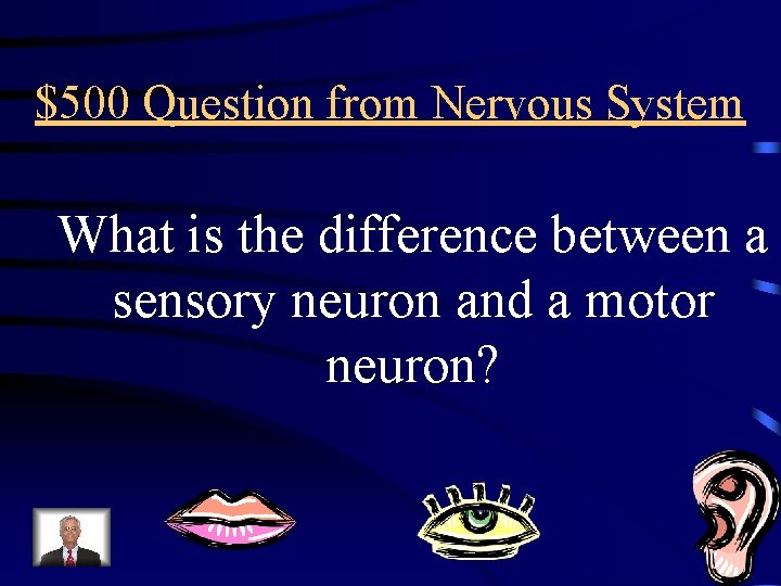 $500 Question from Nervous System What is the difference between a sensory neuron and