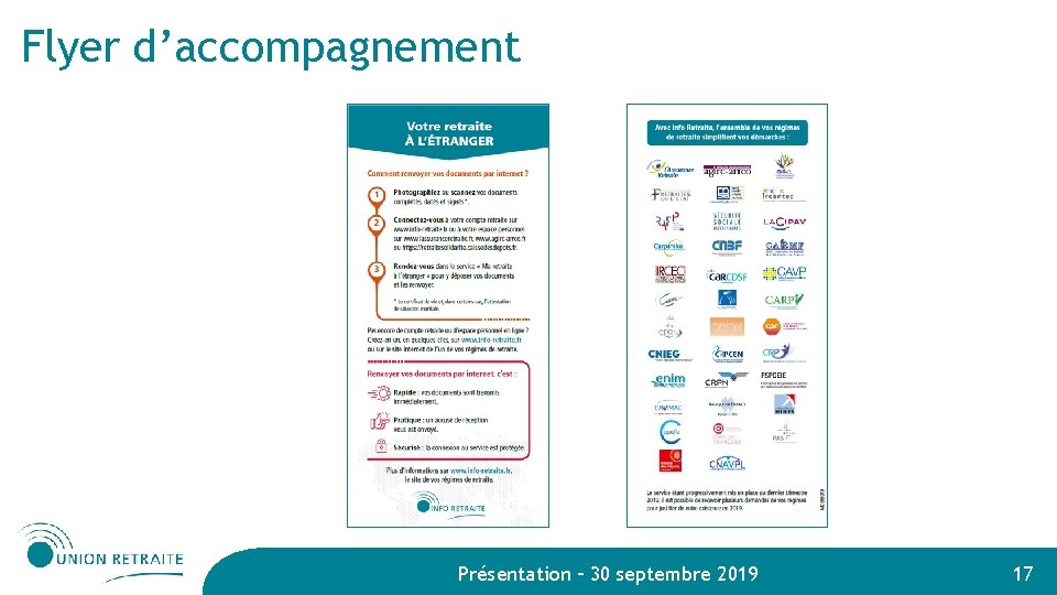 Flyer d’accompagnement Présentation – 30 septembre 2019 17 