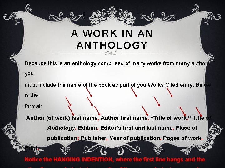 A WORK IN AN ANTHOLOGY Because this is an anthology comprised of many works