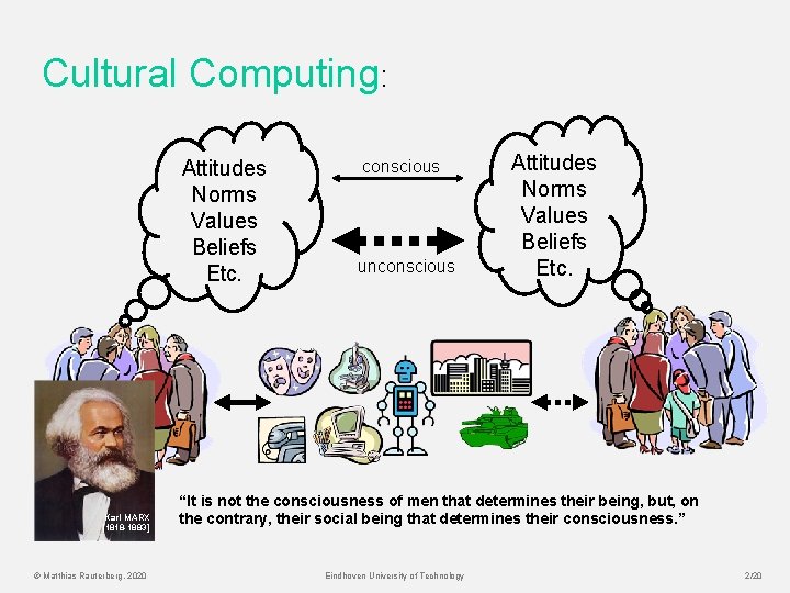 Cultural Computing: Attitudes Norms Values Beliefs Etc. Karl MARX [1818 -1883] © Matthias Rauterberg,