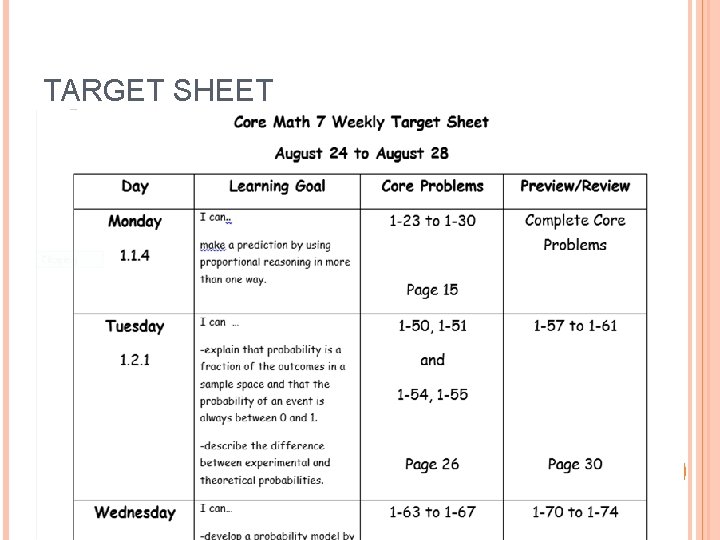 TARGET SHEET 