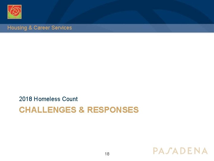 Housing & Career Services 2018 Homeless Count CHALLENGES & RESPONSES 18 