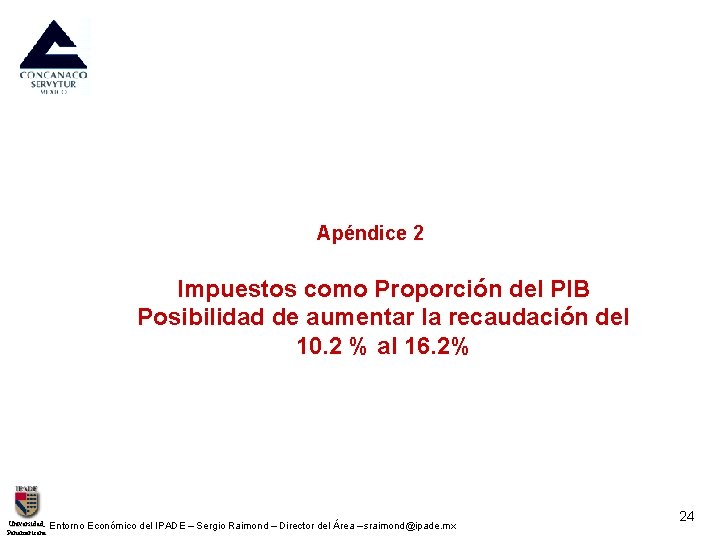 Apéndice 2 Impuestos como Proporción del PIB Posibilidad de aumentar la recaudación del 10.