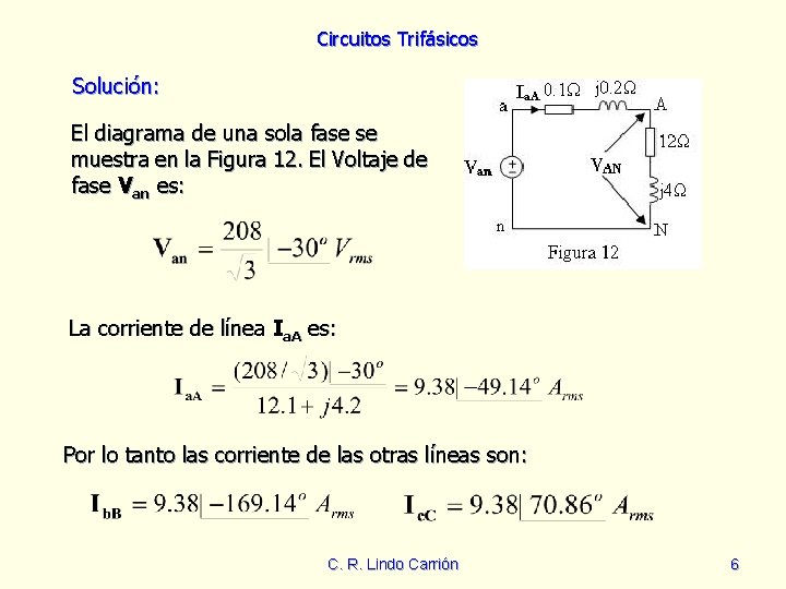 Circuitos Trifásicos Solución: El diagrama de una sola fase se muestra en la Figura