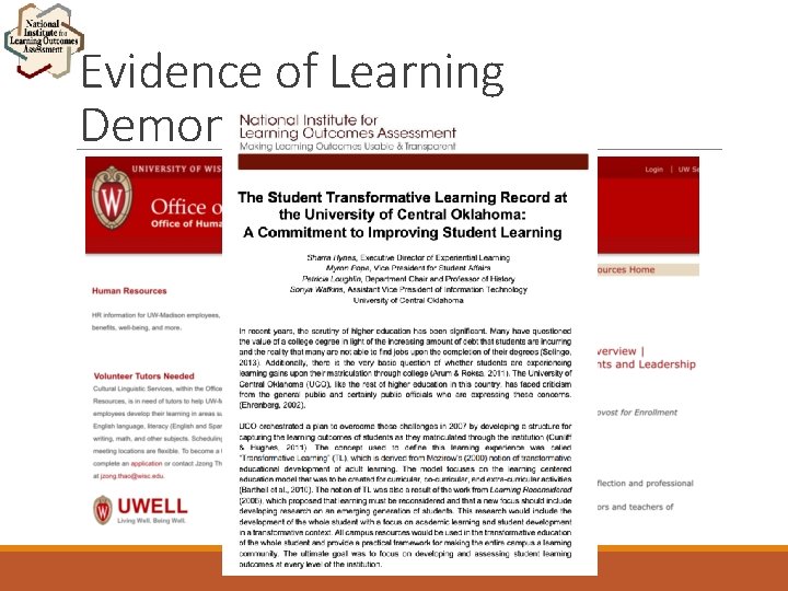 Evidence of Learning Demonstration 