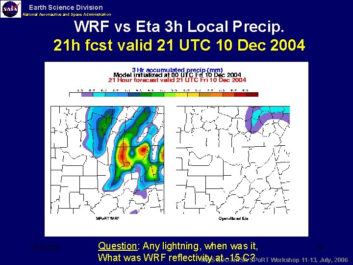 Earth Science Division National Aeronautics and Space Administration WRF vs Eta 3 h Local