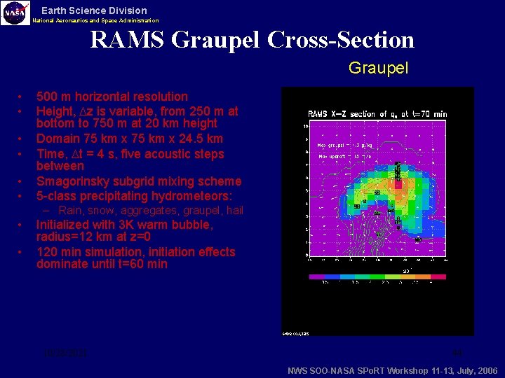 Earth Science Division National Aeronautics and Space Administration RAMS Graupel Cross-Section Graupel • •