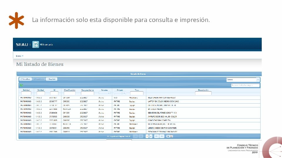 La información solo esta disponible para consulta e impresión. 