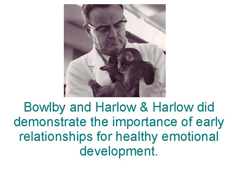 Bowlby and Harlow & Harlow did demonstrate the importance of early relationships for healthy