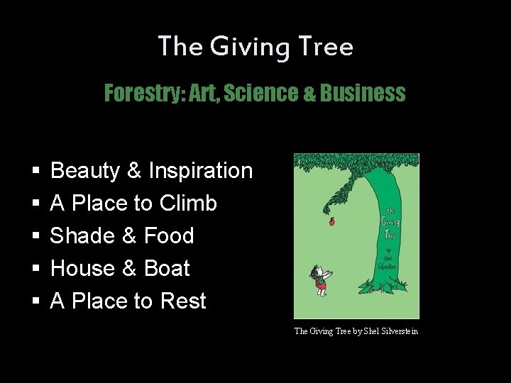 The Giving Tree Forestry: Art, Science & Business § § § Beauty & Inspiration