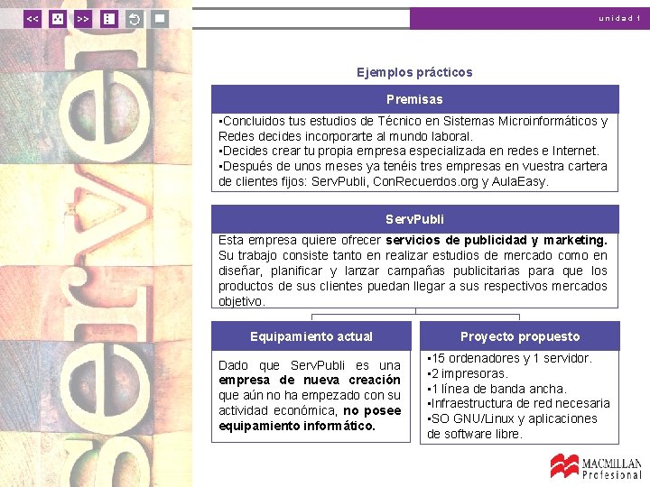 unidad 1 Ejemplos prácticos Premisas • Concluidos tus estudios de Técnico en Sistemas Microinformáticos