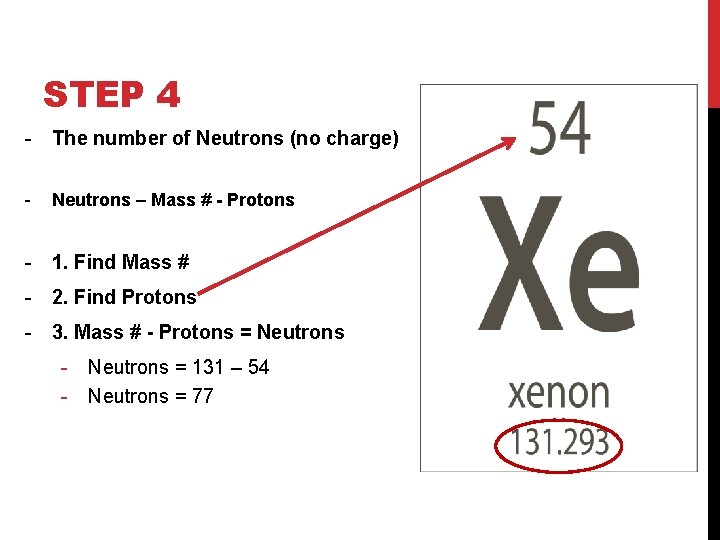 STEP 4 - The number of Neutrons (no charge) - Neutrons – Mass #