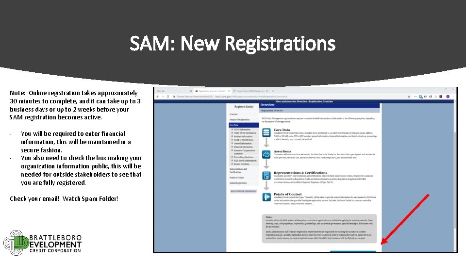 SAM: New Registrations Note: Online registration takes approximately 30 minutes to complete, and it