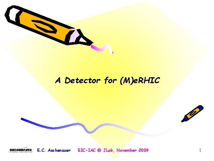 A Detector for (M)e. RHIC E. C. Aschenauer EIC-IAC @ JLab, November 2009 1