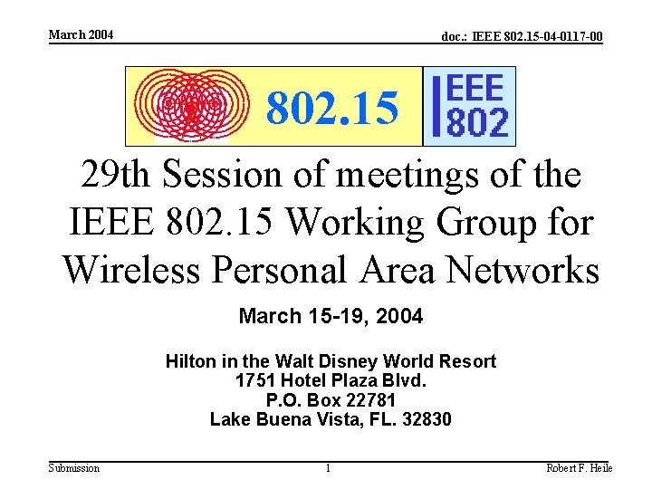 March 2004 doc. : IEEE 802. 15 -04 -0117 -00 802. 15 29 th