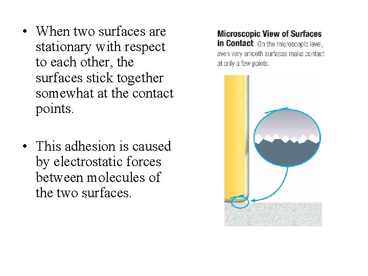  • When two surfaces are stationary with respect to each other, the surfaces