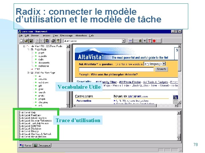 Radix : connecter le modèle d’utilisation et le modèle de tâche Vocabulaire Utile Trace