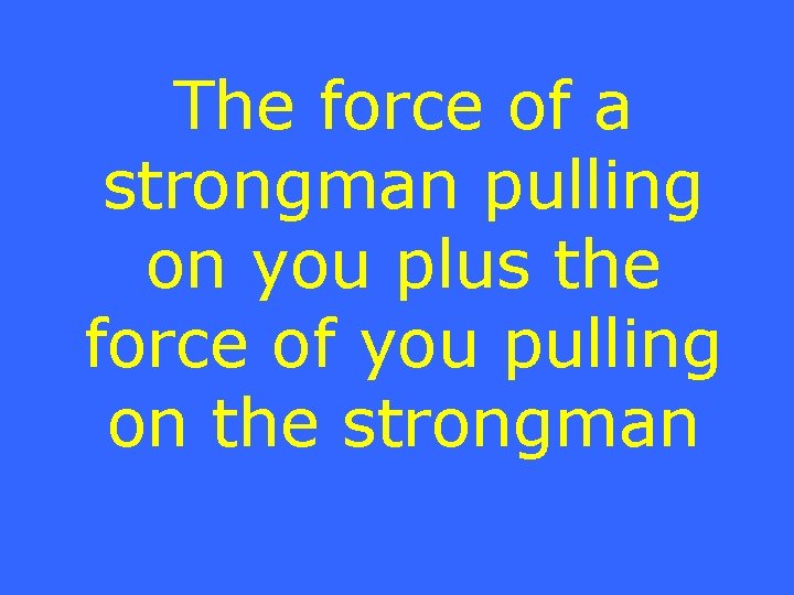 The force of a strongman pulling on you plus the force of you pulling