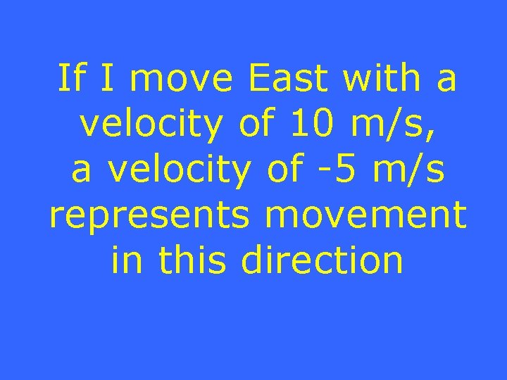 If I move East with a velocity of 10 m/s, a velocity of -5