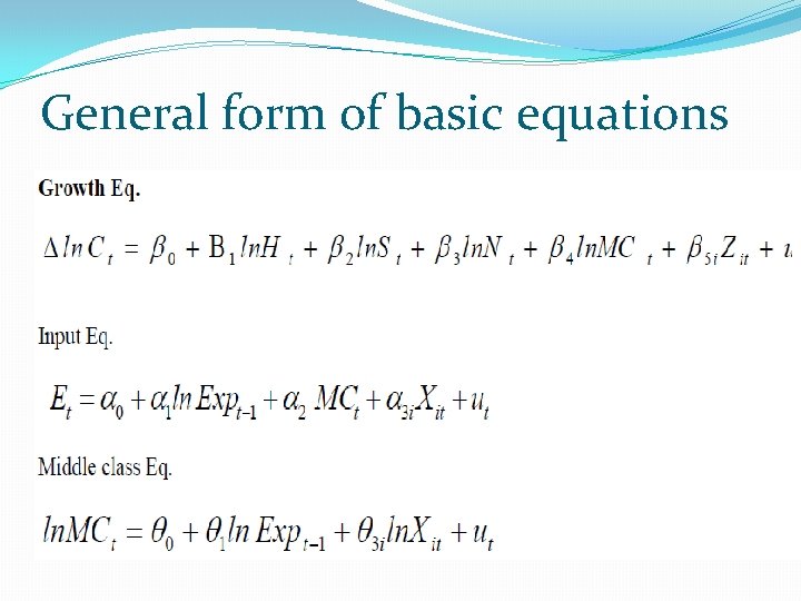 General form of basic equations 