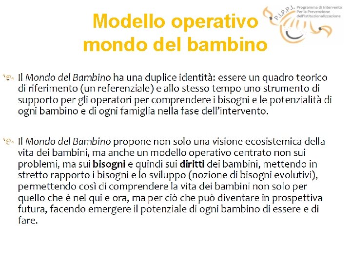 Modello operativo mondo del bambino 