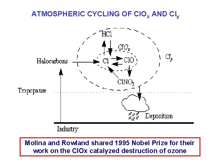 ATMOSPHERIC CYCLING OF Cl. Ox AND Cly Molina and Rowland shared 1995 Nobel Prize