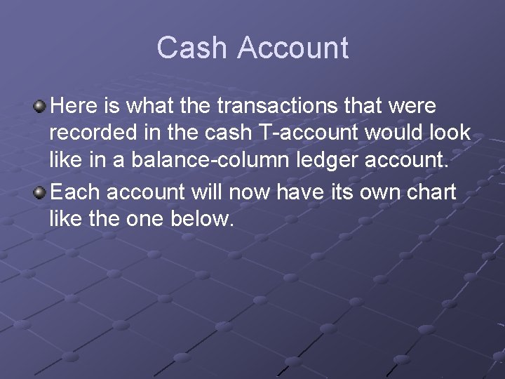 Cash Account Here is what the transactions that were recorded in the cash T-account