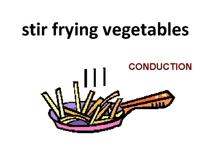 stir frying vegetables CONDUCTION 