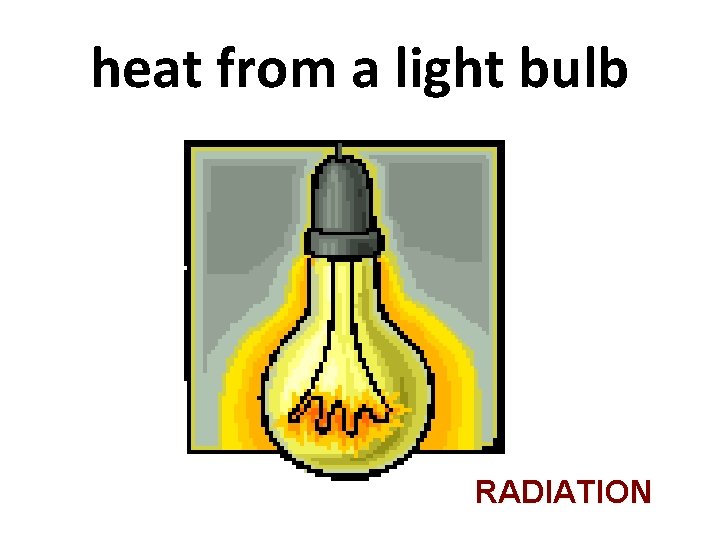 heat from a light bulb RADIATION 