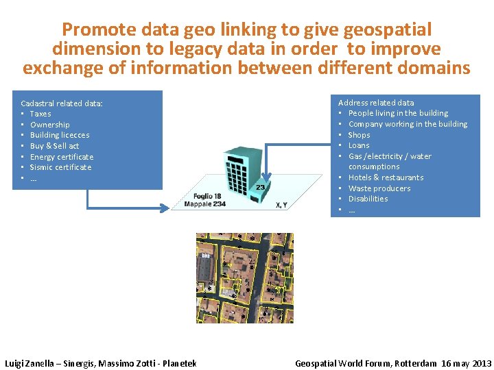 Promote data geo linking to give geospatial dimension to legacy data in order to