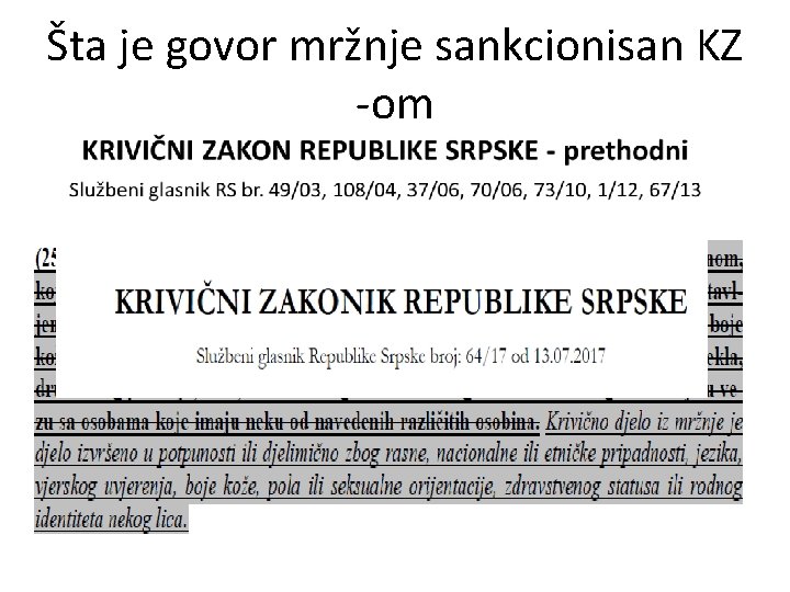 Šta je govor mržnje sankcionisan KZ -om 