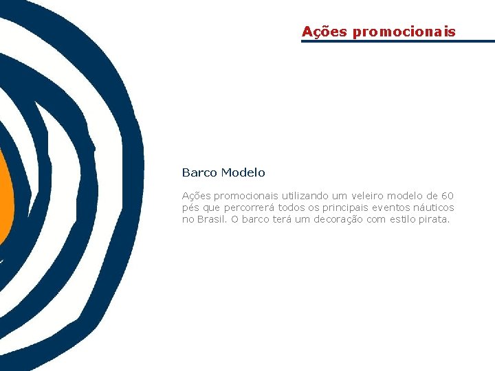 Ações promocionais Barco Modelo Ações promocionais utilizando um veleiro modelo de 60 pés que